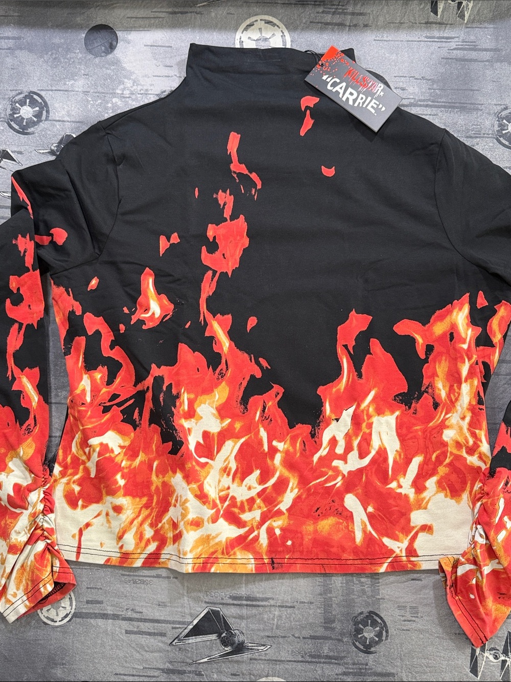 NWT KILLSTAR CARRIE FLAME MOCK NECK LONG SLEEVE TOP SZ 3X